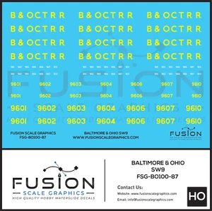 HO Scale Baltimore & Ohio EMD SW9 Locomotives Decal Set - Picture 1 of 1