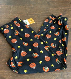 Peanuts womens Halloween Snoopy & Stars Boo Pajama Pants Sz L Fleece Lined - Picture 1 of 1