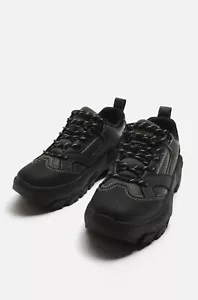 Zara Trainers Mens Black & Grey Chunky Sole Shoes New With Tags Size UK9 - Picture 1 of 24
