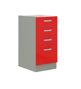 Küchen Unterschrank 40 Glanz Rot Grau Küchenzeile Küchenblock Küche Rose Bianca - Bild 1 von 1