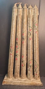 Antike Kerzenform mit 5 Stab bemalt Original Dekoration 9" h., a.f. - Bild 1 von 12