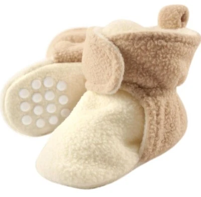 slippers Booties 6 TO 12 MonthNorthern Fleece Baby adjustable ankle Grip Bottom - Image 1 of 4