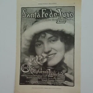 Ferrocarril ferroviario de Santa Fe de principios de 1900 California mujer bonita anuncio de colección como está - Imagen 1 de 2