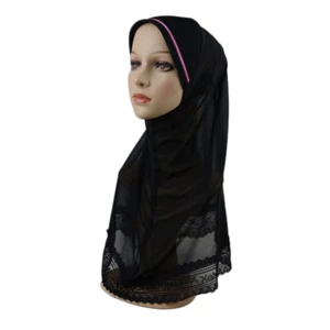 Kids Hijab Muslim Girls Turban Cap Head Scarf Prayer Wrap Islamic Amira 6-12Y - Picture 1 of 28