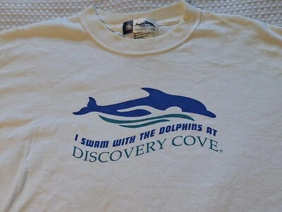 I Swam With Dolphins Discovery Cove Florida Souvenir White Cotton T-shirt Size L - Image 1 of 4