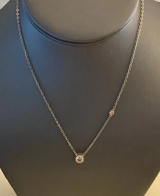 Kenneth Jay Lane  KJL Necklace Round White CZ Bezel Gold Tone  18” - Image 1 of 4