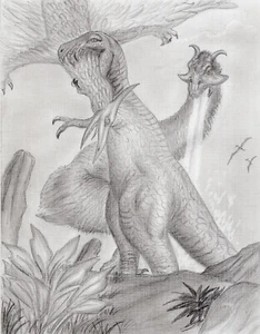 kunstwerk original bleistiftzeichnung 11 x 7 Chinasaurs spielzeug - Bild 1 von 7