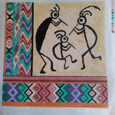 Hand-Painted Needlepoint Hopi Southwestern Canvas - Image 1 of 2