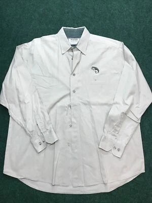 Vtg Rugged Wear Wrangler Cowboy Embroidered Largemouth Bass Khaki Shirt 2XLT - Image 1 of 4