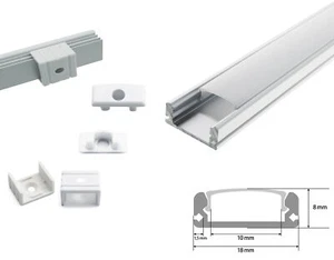 2m Alu Schiene Leiste Aluminiumprofil LED Kanal Profil für LED Strip Milch 200cm - Bild 1 von 6