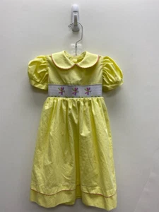 Anavini SIZE 3 Yellow White Smocking Girl's Dress - Picture 1 of 1