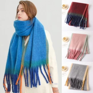 Manta de lujo para mujer imitación cachemir bufanda grande larga chal envolvente degradado ∂ - Imagen 1 de 29
