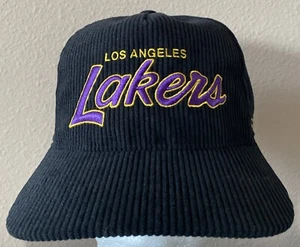 Los Angeles Lakers Hat Black Corduroy ‘47 Hitch Cord Snapback Cap New - Picture 1 of 9