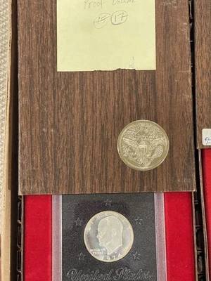 1974 S Proof Eisenhower Dollar 40% Silver in Original U.S. Mint Brown Box - Image 1 of 3