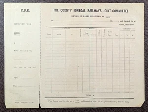Documento de colección de tarifas de guardia 1959 County Donegal Railways Irlanda sin usar - Imagen 1 de 1