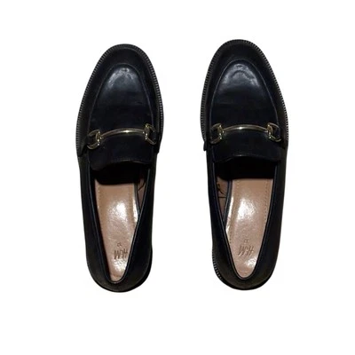 H&M Black Loafers Shoes Women’s Horse Bit Gold Tone Buckle size 37 6.5 - Image 1 of 4