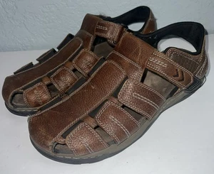 Dr Scholl's Men's Size 12M Brown Fishermans Leather Slip on Sandals - Picture 1 of 9