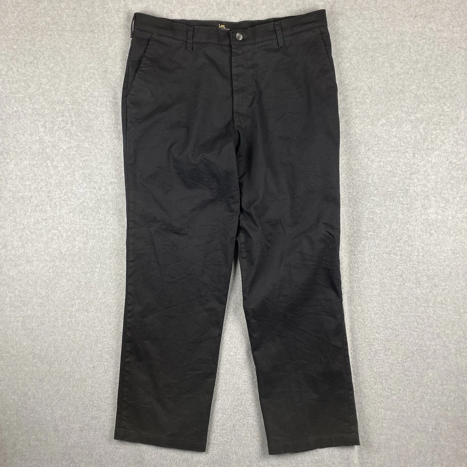 Lee Chino Pants Mens W36 L32 Black Total Freedom Relaxed Fit Straight Leg Casual - Image 1 of 4
