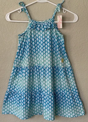 NWT TOMMY BAHAMA Blue Ombre Floral Sleeveless Tiered Sundress Girl Sz 5 - Image 1 of 4