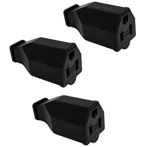 Verlängerungskabel Enden 125V 15A 2polig 3Draht Buchse gerade Klinge Stecker schwarz  - Bild 1 von 7