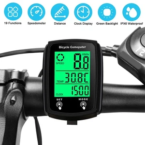 Wireless Cycling Bike Bicycle LCD Cycle Speedometer Computer Odometer Waterproof - Picture 1 of 11