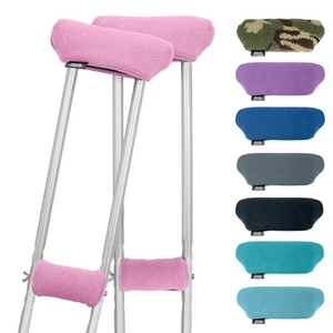 Deluxe Fleece & Foam Crutch Pads Set Pink Comfort Arm & Hand Grips Universal Fit - Picture 1 of 4