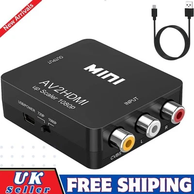 RCA AV to HDMI Converter RGB Composite Adapter PS2 Phono Xbox N64 WII HDTV/DVD - Image 1 of 4