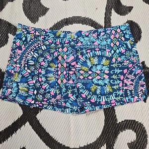 LILLY PULITZER Ocean View Shorts Glow & Flow Inky Blue Pink Rare #002065 Sz XL - Picture 1 of 8