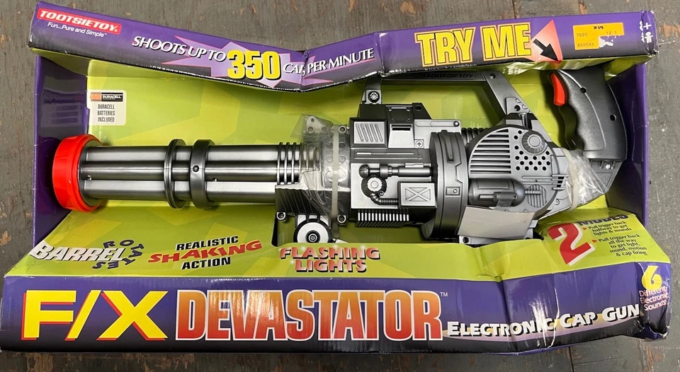 TootsieToy FX Devastator Electronic Cap Gun Shoots Roll Caps Vintage Rare Works - Image 1 of 2