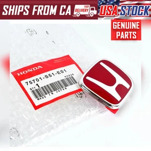 FOR HONDA CR-V CIVIC CITY RED HONDA EMBLEM LOGO PLATE FRAME TYPE RED STICKER - Picture 1 of 8