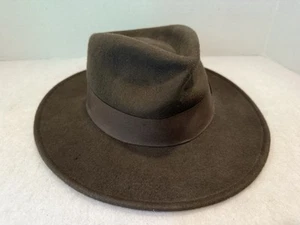 Mens Indiana Jones Fedora Crushable Trilby Hat W/ Wide Band 100% Wool Size Small - Picture 1 of 13