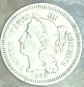 1865 US Mint 3 Cent “Nickel” - Picture 1 of 2