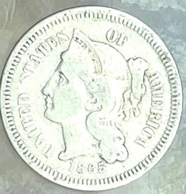 1865 US Mint 3 Cent “Nickel” - Image 1 of 2