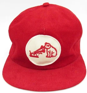 Vintage RCA Red Corduroy Snapback Cap Hat with Nipper The Dog and Phonograph - Picture 1 of 10