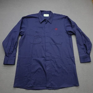 Camicia da lavoro Toyota logo uomo taglia L manica lunga blu navy con bottoni made in USA - Foto 1 di 19
