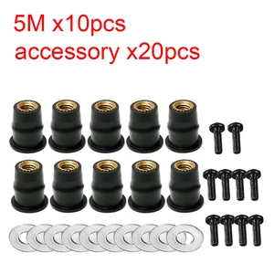 30x M5 M6 Motorcycle Windscreen Bolts Well Nuts Kit for Honda Yamaha Suzuki - Bild 1 von 14