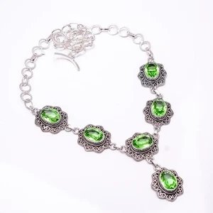 Peridot Fine Art 925 Sterling Slver Necklace 17-19" N_9122_389_1 - Picture 1 of 3
