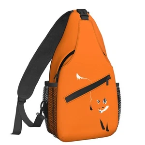 Orange Fox Sling Backpack Chest Bag Crossbody Shoulder Bag Gym Cycling Travel... - Picture 1 of 7