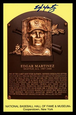 Edgar Martinez Autographed Signed HOF Plaque Postcard Seattle Mariners MCS Holo - Image 1 of 2