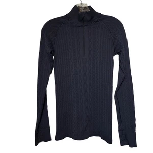 Krimson Klover Womens Sz M Pullove 1/4 Zip Base Layer Textured Geometric Top BLK - Picture 1 of 10