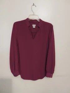 Size 1 CHICOS Plum V-Neck L/S Blouse Top - Picture 1 of 4