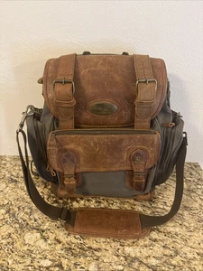 Mochila Bob Timberlake Vintage Lona Verde y Cuero Acolchada Cartera Mochila - Imagen 1 de 9