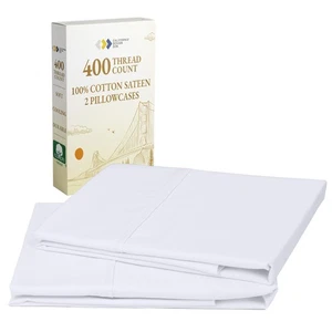 Juego de funda de almohada estándar tamaño queen - 400 hilos, satén 100 % algodón, se... - Imagen 1 de 7