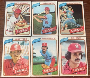 CARDINALS Hernandez Tyson Schultz Kennedy Vuckovich Reitz  1980 Topps Baseball - Picture 1 of 2