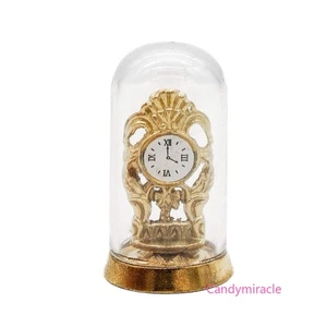 1:12 Maßstab Miniatur Puppenhaus Dekoration Vintage Goldene Schreibtischuhr - Picture 1 of 7