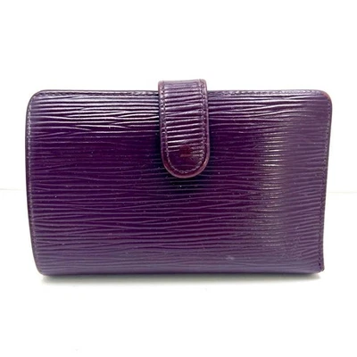 Cartera plegable LOUIS VUITTON Portefeuille Cuero Epi Púrpura M63644 Bloqueo de beso Foto 1 de 4