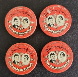 Four Vintage Sweet Georgia Brown Hair Pomade Sample Tins Valmor Black Americana - Picture 1 of 5