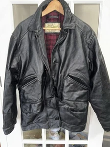 Chevignon men’s size large black genuine leather button close lined jacket - Picture 1 of 8
