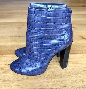 Manning Cartell Blue & Black Croc Embossed Leather Heeled Ankle Boots, Size 38 - Picture 1 of 11