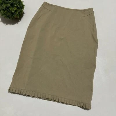Express Tan Khaki Pleated Ruffle Pencil Skirt Women’s Size 2 - Image 1 of 4